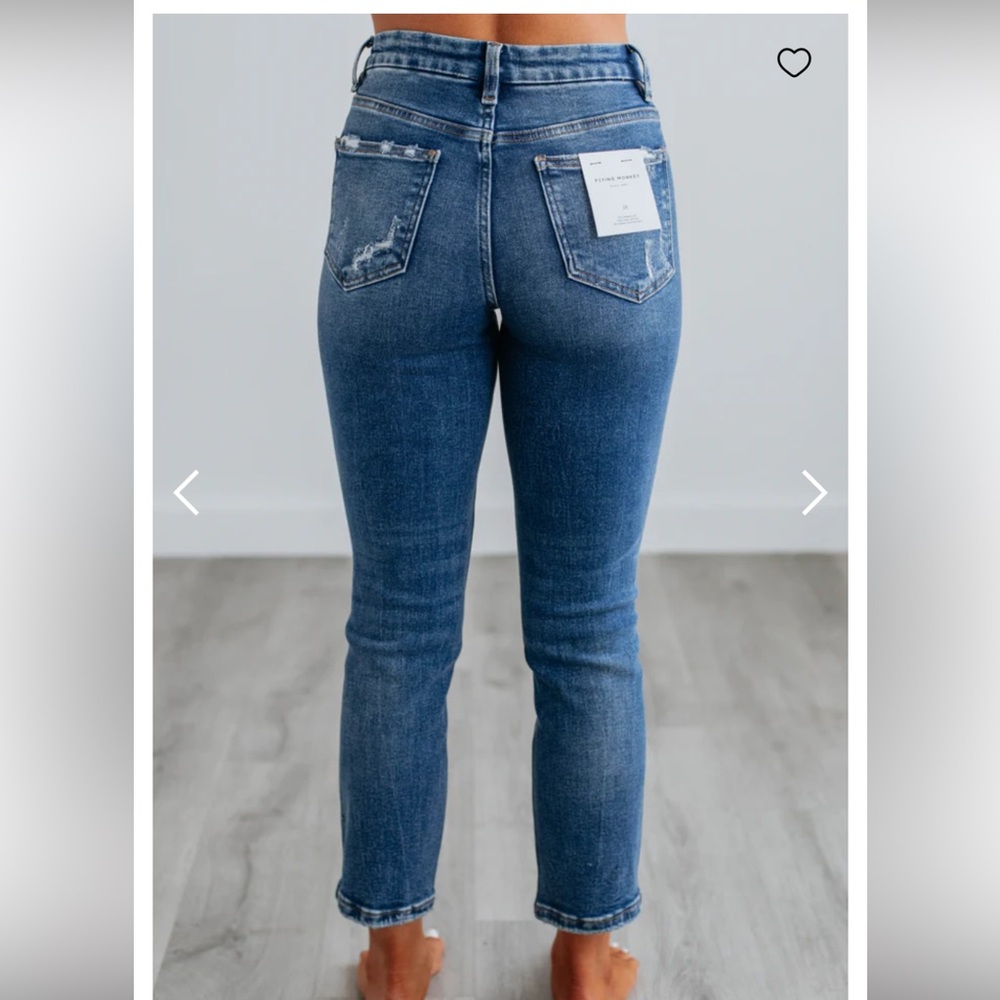 Flying Monkey Lisha Distressed High Rise Cropped Jeans Size 32 - Picture 2 of 8